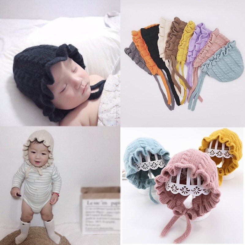 LXA-Winter Baby Girls Toddler Solid Print Hats With Ruffle Casual Caps Headwear