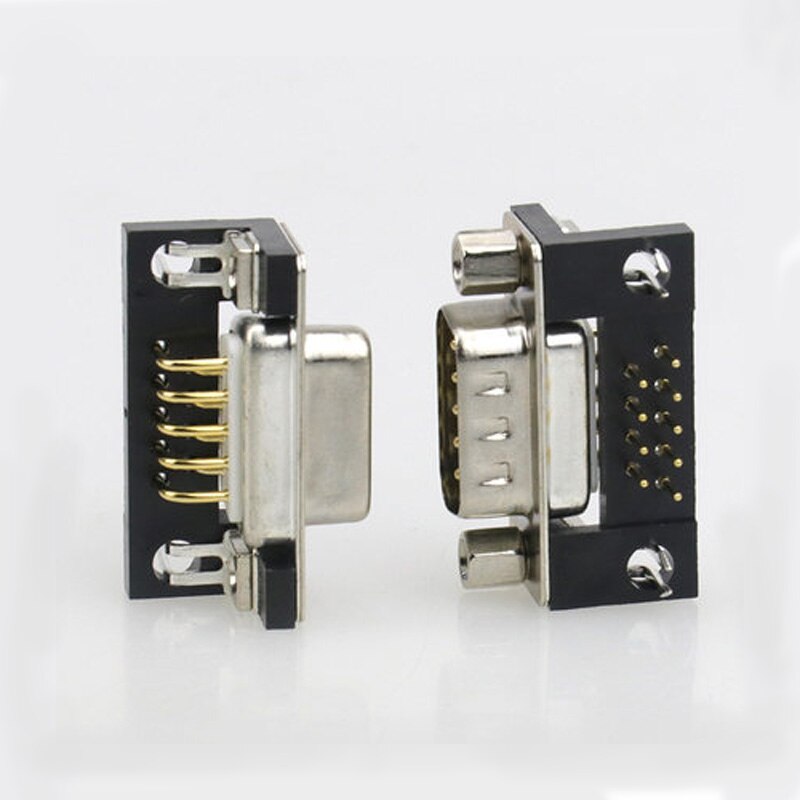 Gold plated solid needle DR9 needle welded plate connector RS232/DB9 serial port curved needle 90 degree connector