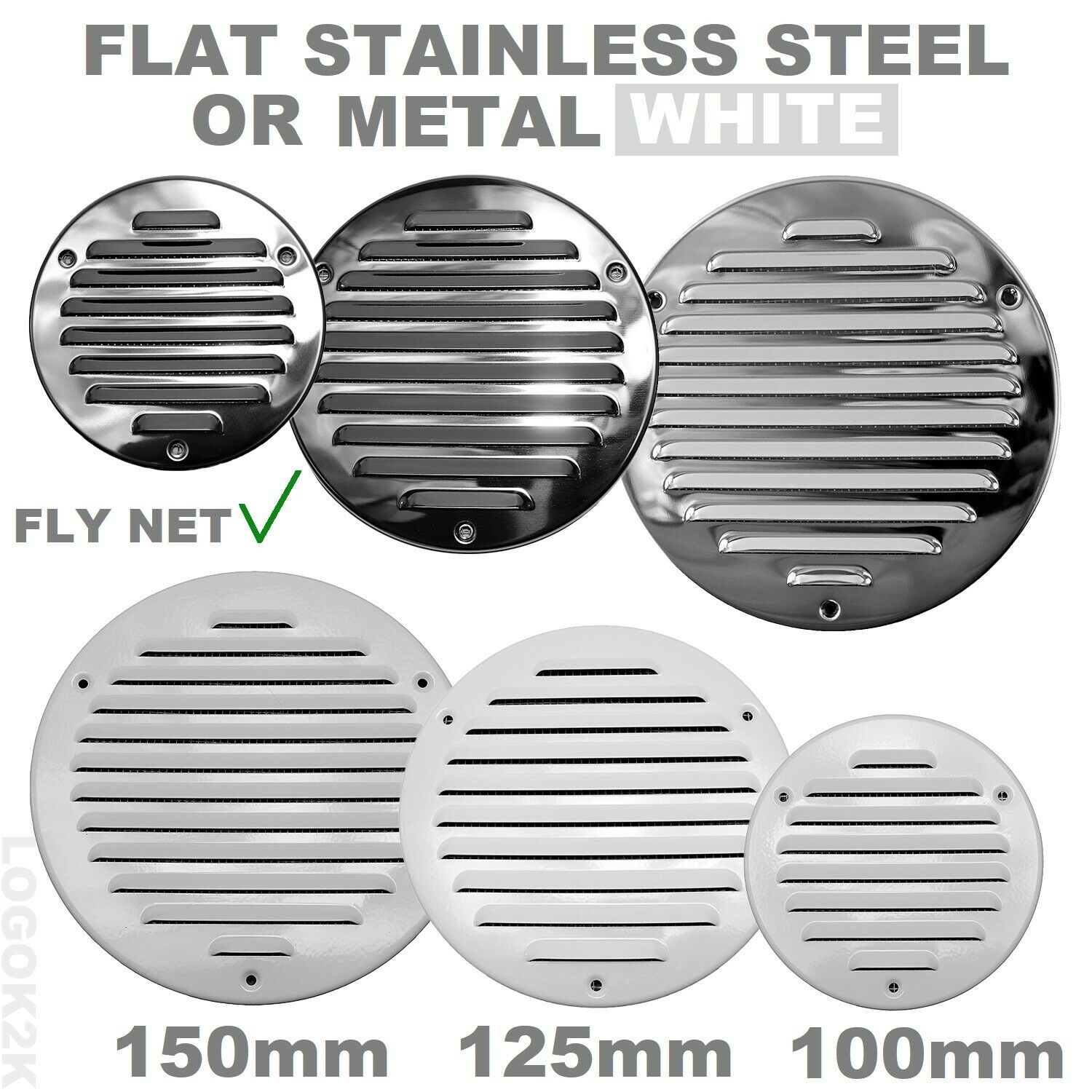 100MM 125MM 150MM Flat Circle Air Vent Grill Metal Cover Round Ducting Ventilation