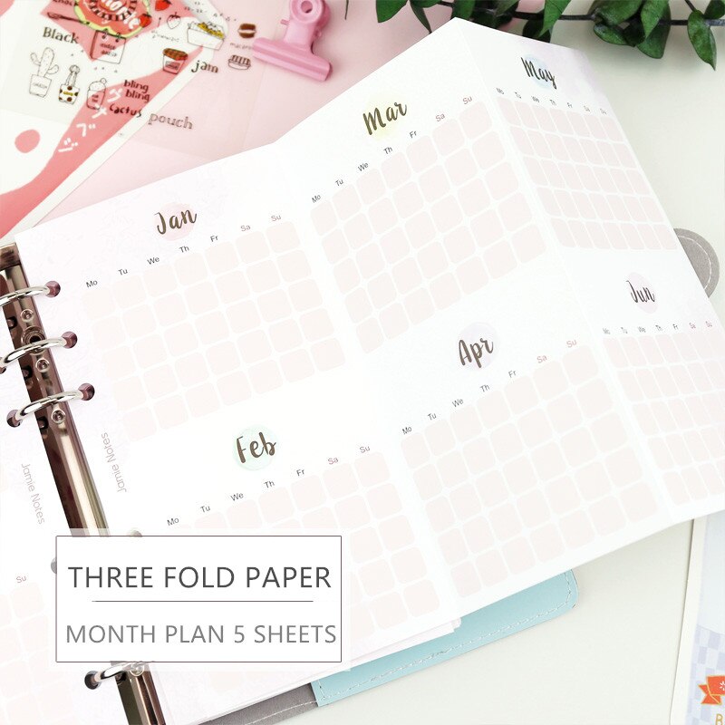Harphia A6 A5 cahier classeur recharge planificateur mensuel trois fois papier 5 feuilles papier intérieur 120g pages coloré foFilofax: A7 inner paper