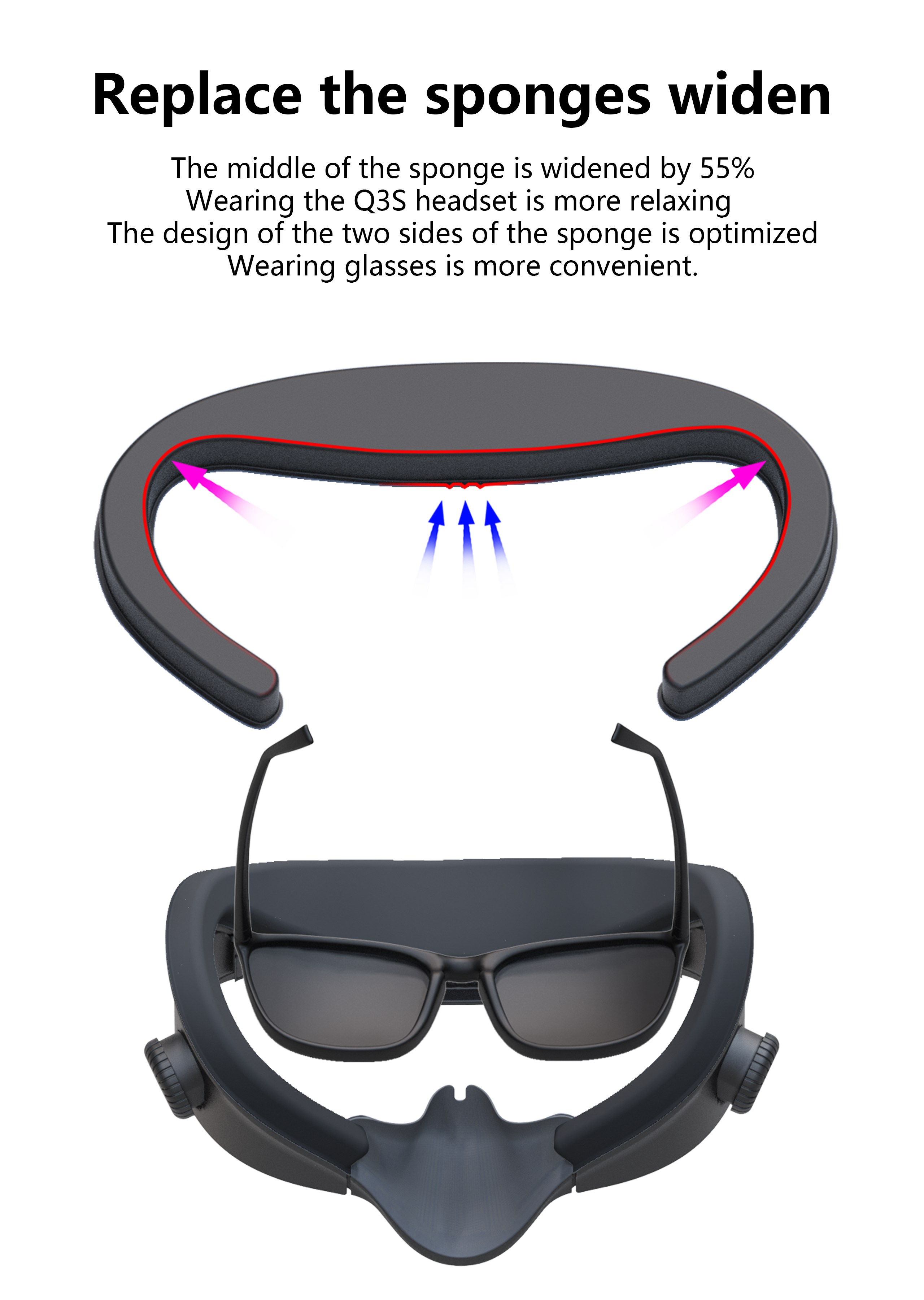 Cooling Fan For Meta Quest 3S Replacement Facial Interface Mask Adjustable Wind Speed Circulating Heat Dissipation Mask
