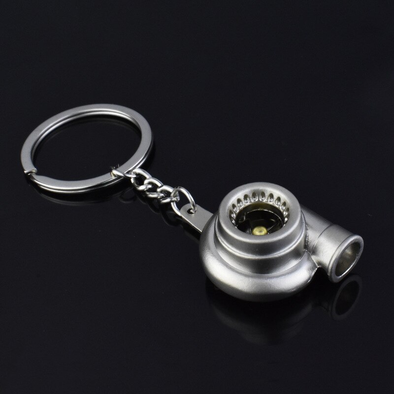 Mini Turbo Turbo Sleutelhanger Spinning Turbine Sleutelhanger Ring Sleutelhanger Sleutelhanger Auto Sleutelhanger Auto Interieur Accessoires: Silver