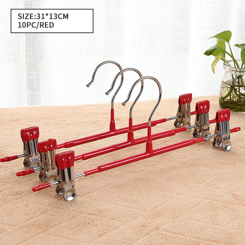 10Pcs Rvs Kledingrek Droogrek Broek Clip Draagbare Aanpassing Non-Slip Broek Rack Jurk Rack Closet organizer: 9