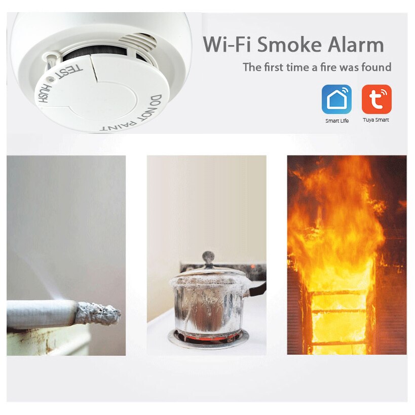 ELEOPARD Wifi Smoke Detector fire alarm Smoke Sensor Highly Sensitive fire alarm system For smart Life