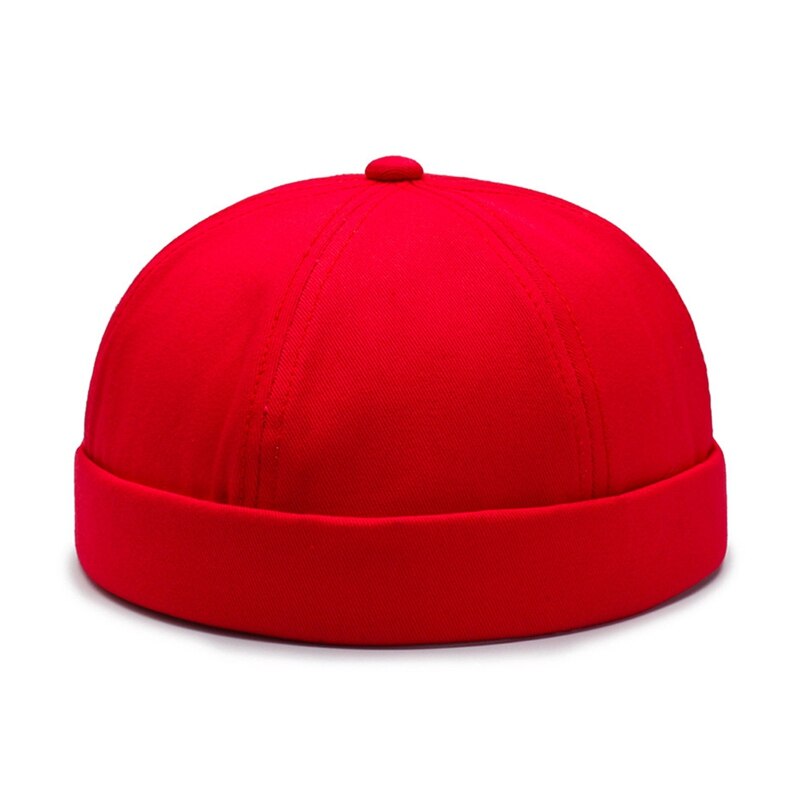 Hot! Beanie Men Women Retro Brimless Portable Adjustable Hip Hop Hat Skull Cap Solid Color Wonderful Gift: Rosso