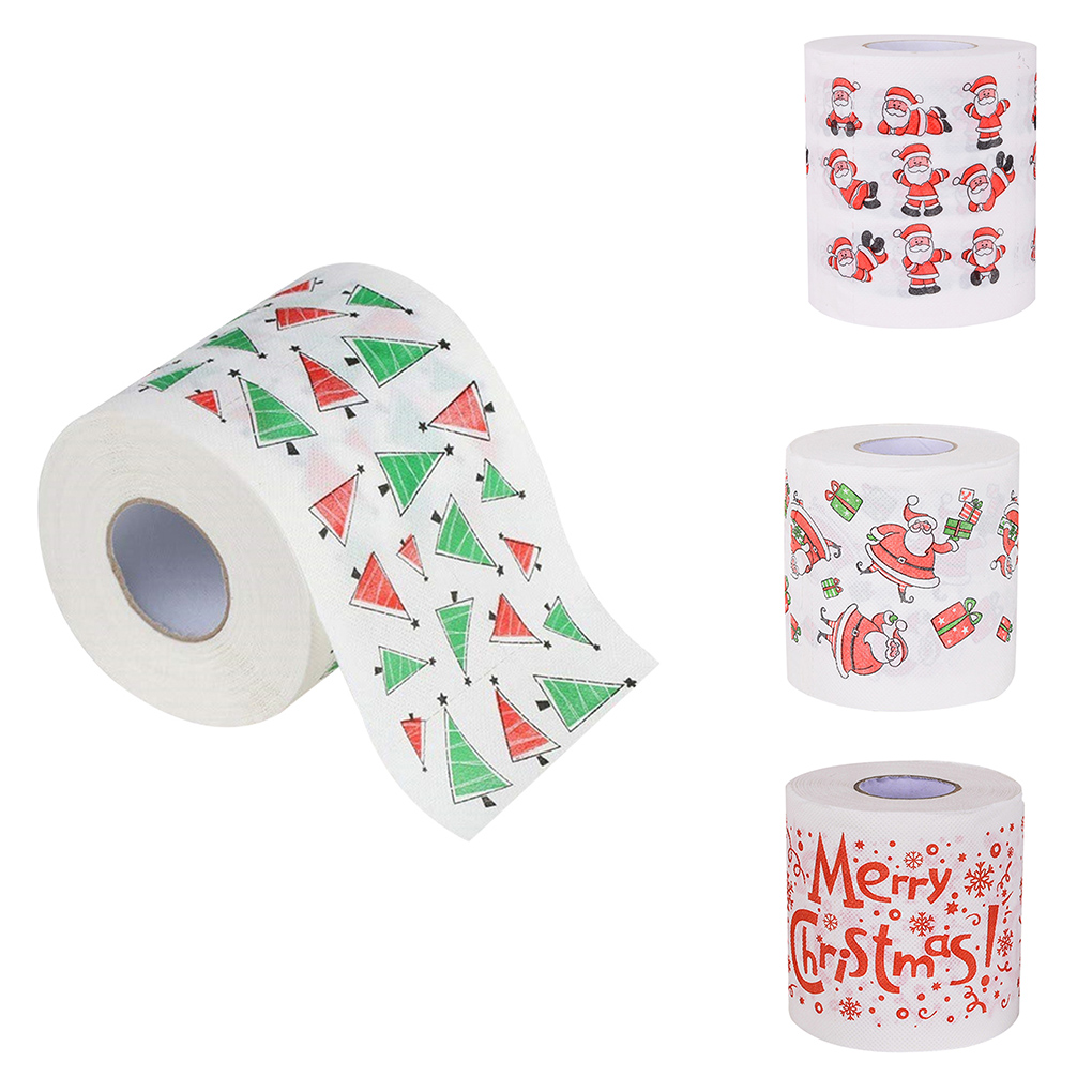 Wood Pulp Toilet Paper Christmas Theme Printed Home Bathroom Toilet Roll Paper Towel Tissue Christmas Box
