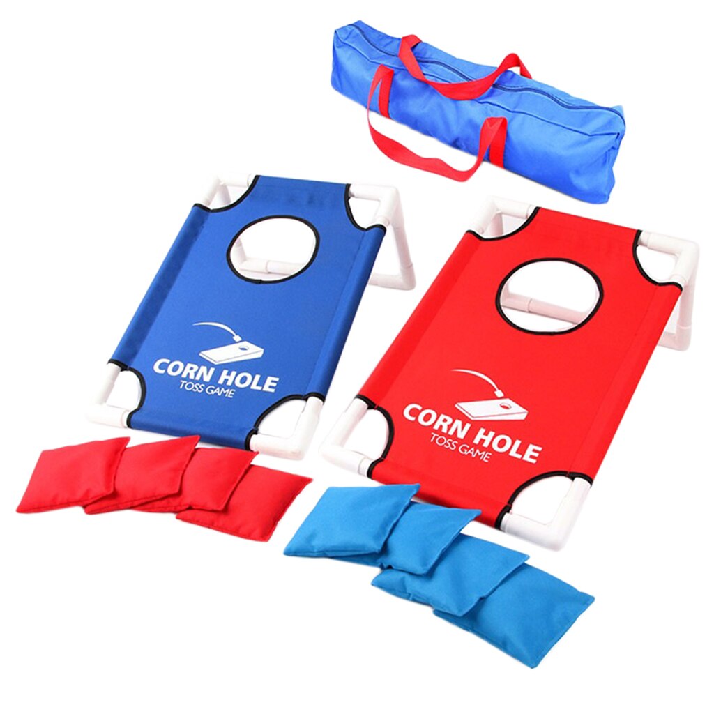 Solid CornHole Toss Game Set and 8 Pieces Cornhole Bean Bag Pouch Toss Toy for Family Parties Kindergarten