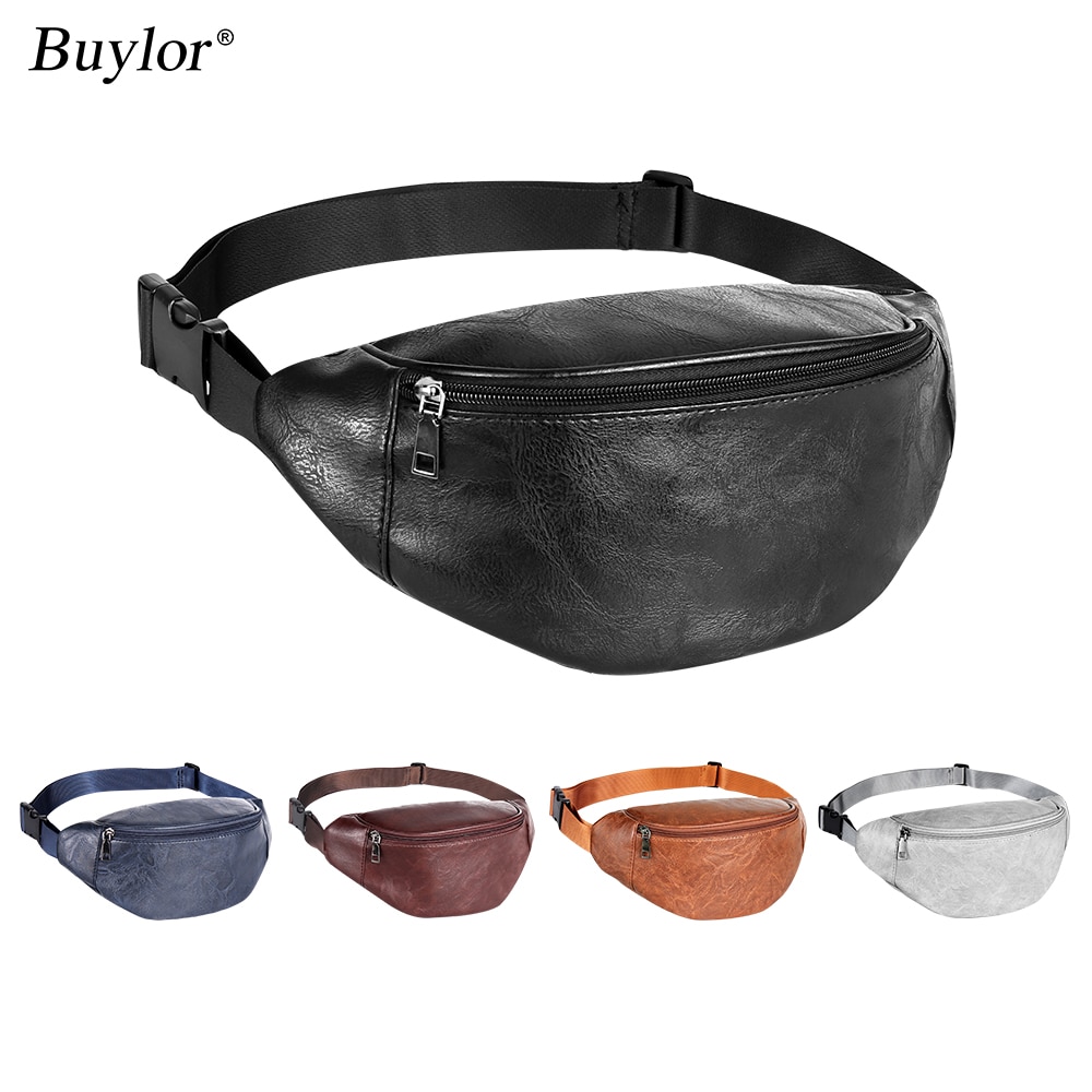 Buylor Fanny Pack Women's Belt Bag PU Leather Waist Bag Hip Bumbag Men Waterproof Chest Bag Casual Waist Pack for Outdoors