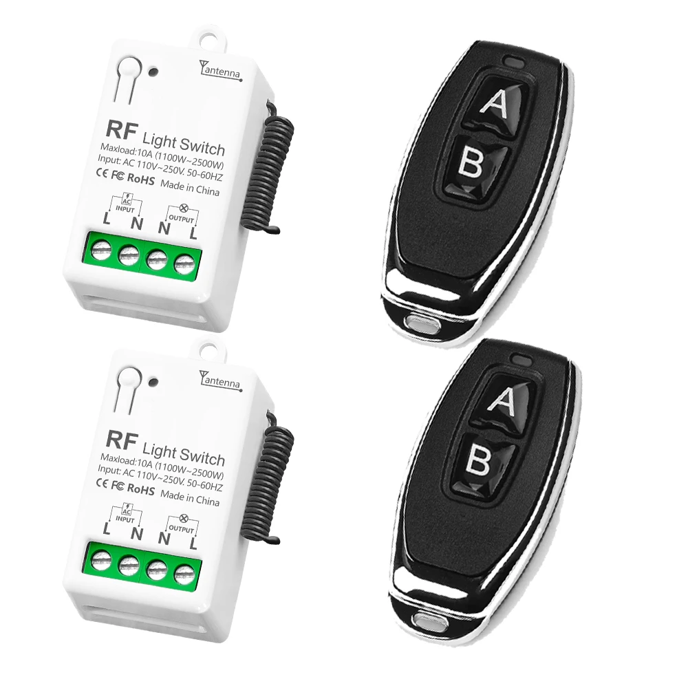 Interrupteur de lumière avec télécommande sans fil RF, AC 110V 220V 10A, relais, Mini Module de commande, transmetteur à 123 boutons pour ventilateur de lampe domestique LED: Vert clair