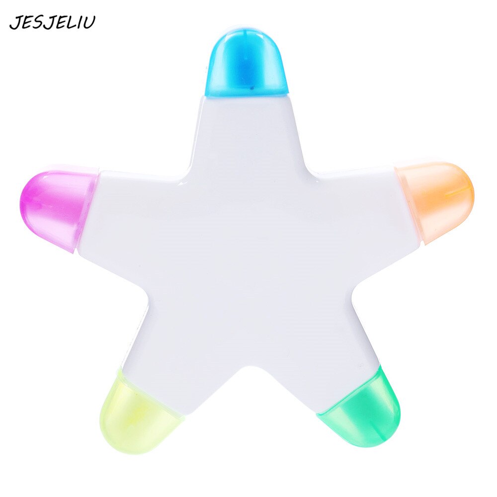 6 colors Star shape School childrens scrawl Highlighter pen Pentagram markers novelty products