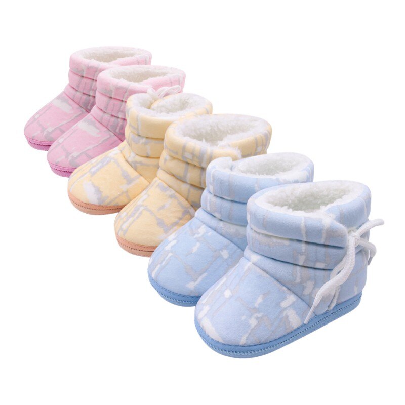 neugeborenen Baby Schuhe Winter Kleinkind Drucken Erste Wanderer Baby Jungen Pelz Schnee Komfort Warme Stiefel Für Mädchen