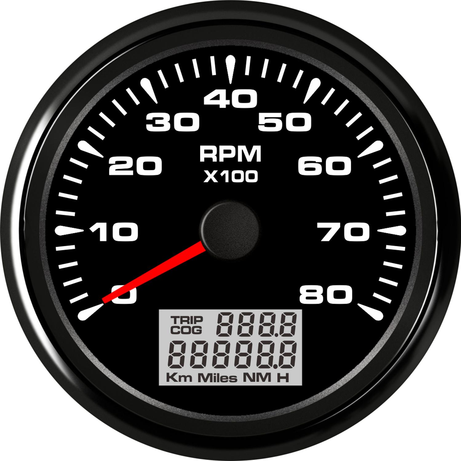 Universal 85mm rpm omdrejningstæller måler 0-3000 rpm /0-4000 rpm /0-6000 rpm /0-8000 rpm marine lcd omdrejningsmålere med trip timetællere: Bn 8000 omdr./min