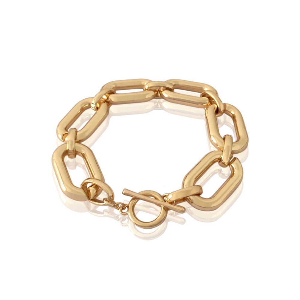 Brazalete de cadena grande de estilo grueso para mujeres y niñas, carcasa especial, accesorios para brazo articulado cuadrado redondo