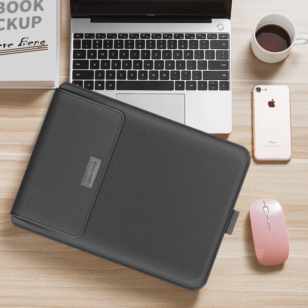 Bærbar taske til macbook air pro retina 11 12 13 14 15 15.6 tommer taske til bærbar computer med stativ pu lædercover til xiaomi air: For grå / 13 "