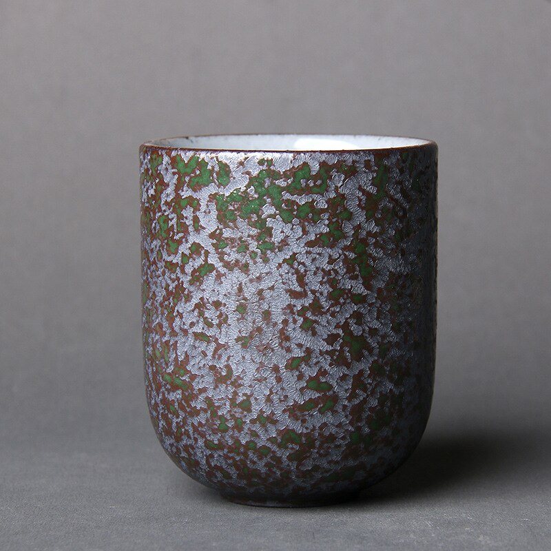 Taza de té de cerámica japonesa, taza de café de porcelana de 128ml, cerámica rugosa de té de kung-fu, vasos grandes de cerámica de piedra para té: Moss Green