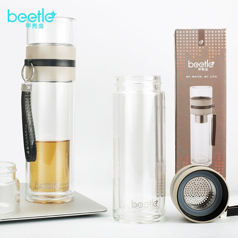 Reizen Drinkware Draagbare Dubbele Wand Glas Thee Fles Thee Infuser Glas Tumbler Rvs Filters De Thee Filter