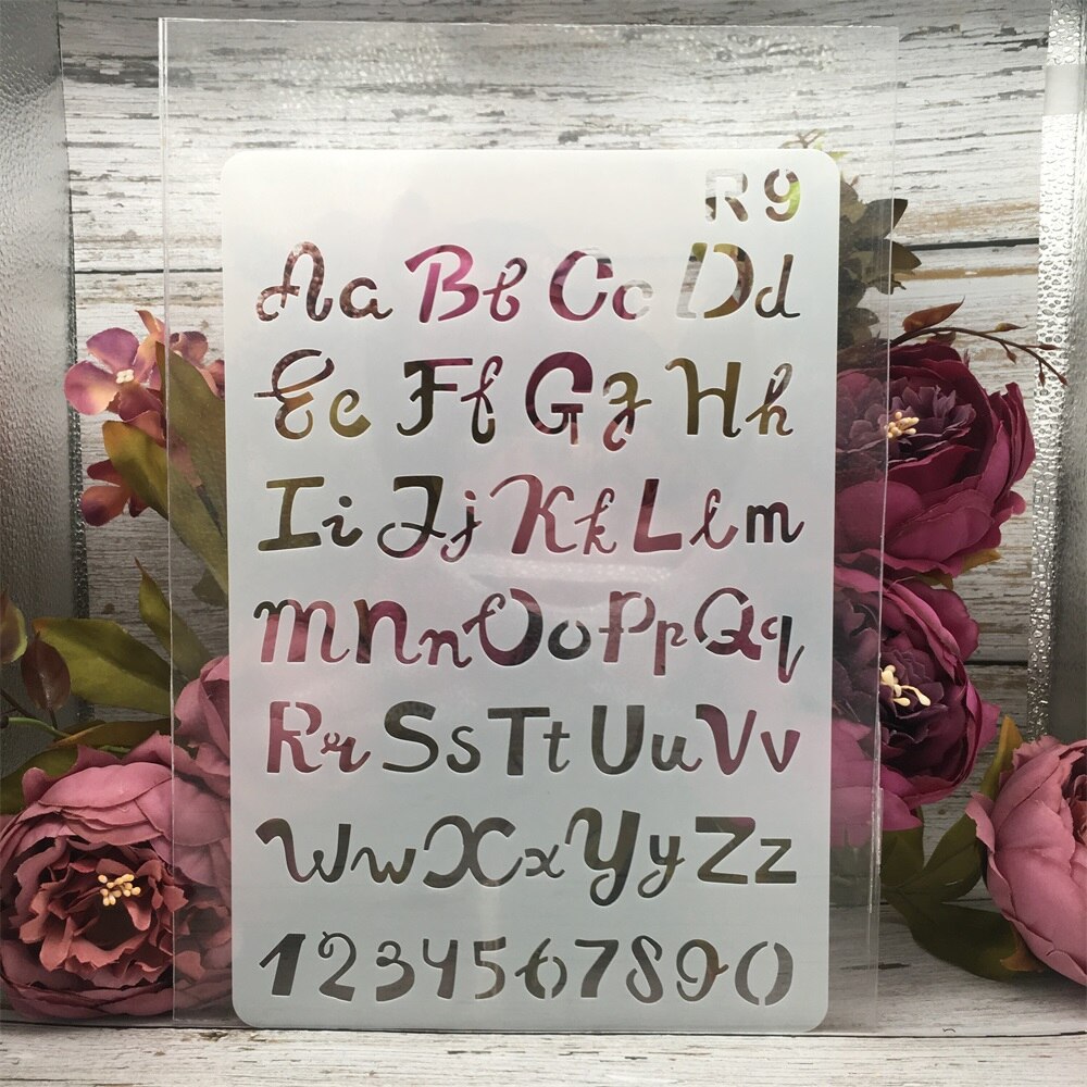 1Pcs 26*17cm Alphabet Letters 12 DIY Craft Layering Stencils Painting Scrapbooking Stamping Embossing Decor Card Template: r9