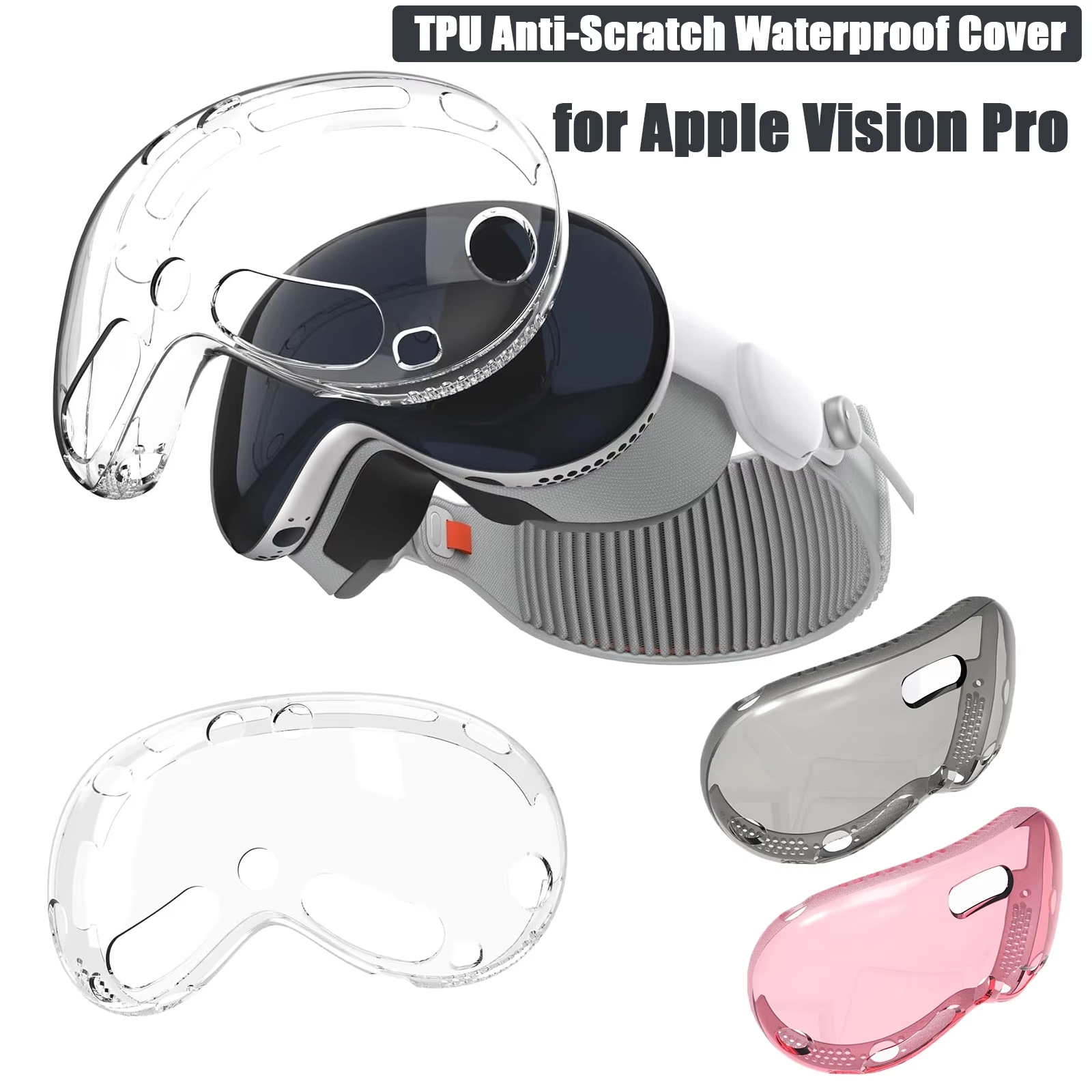 Protective Cover For Apple Vision Pro VR Glasses Overall Case TPU HD Ultra-Thin Durable Cover Screen Protector Anti-Dust Sleeve
