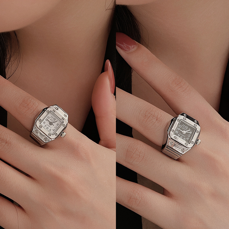 Mini Jahrgang Fingerringuhr Runde kreative Quarzuhren Paar Uhren Zubehör