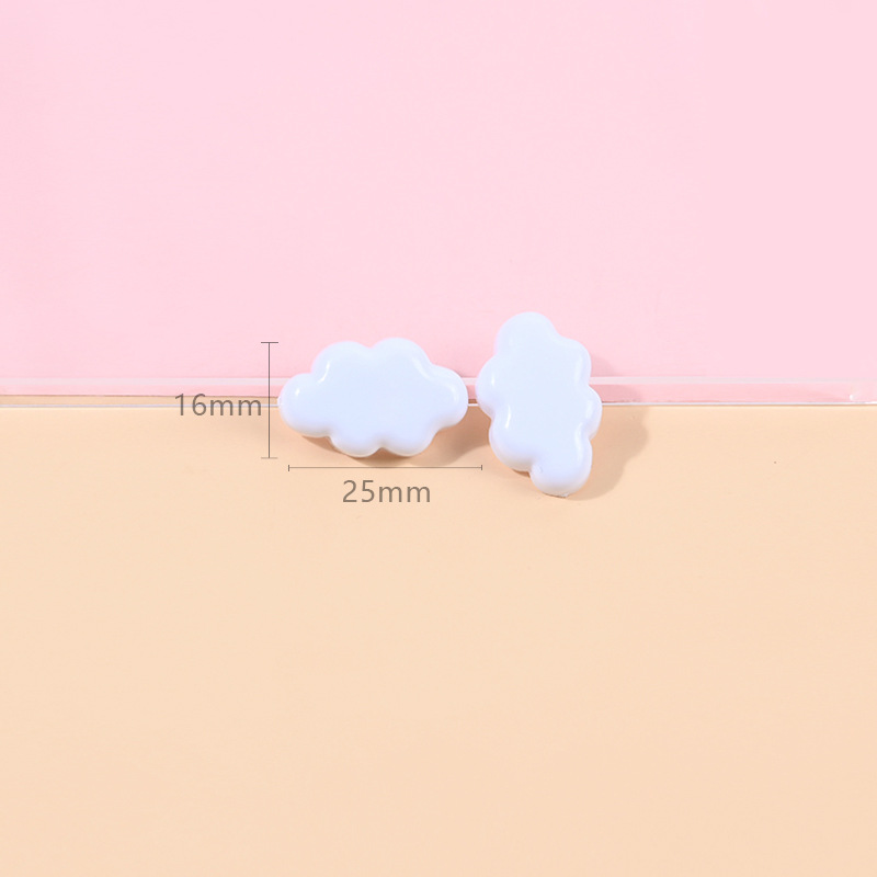 10 stück niedliche harzanhänger, glänzend weiße wolken, Reize für schmuckherstellung, aufnäihr, diy-bastelarbeiten, schlüsselanhänger, ohrring-accessoires  c879: Kein haken weiß