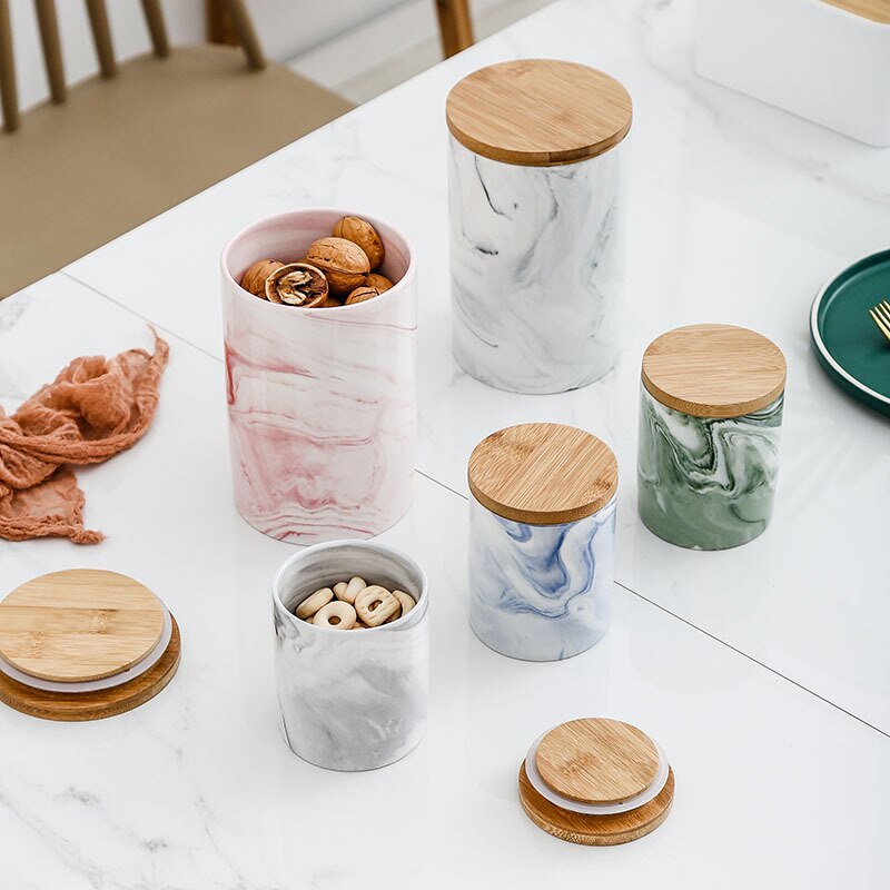 Ceramic Fresh-keeping Sealed Jar Bean Sugar Tea Coffee Storage Container Household Food Storage Box Kitchen Organization Tools
