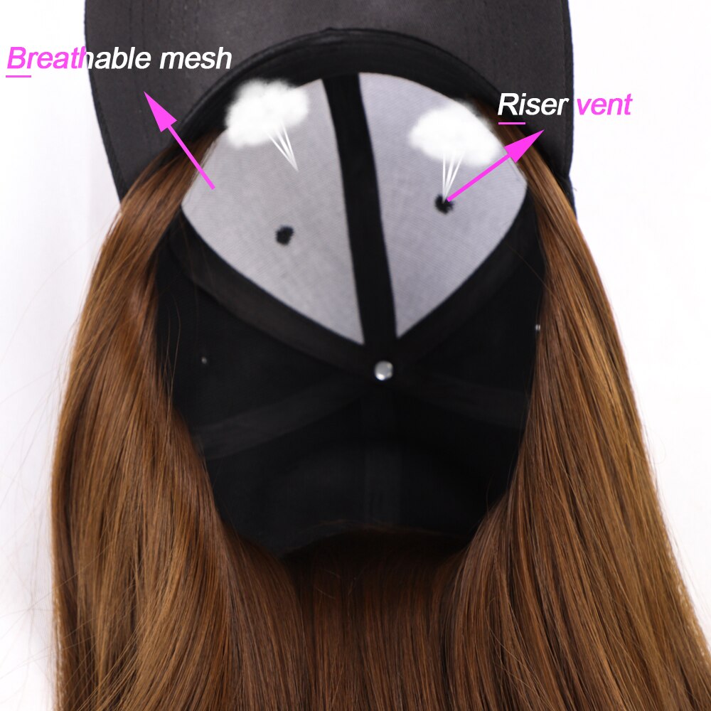 Baseball Hat with Hair Attached for Women Extension Synthetic Short Bob Hairstyles Hat Easy to Use Adjustable Black Baseball Hat