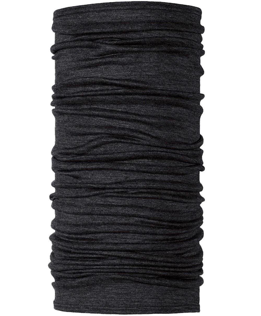 100% Merino Wool Neck Gaiter&amp; Bandana Women Men Merino Lightweight Ski Face Mask Neck Warmer Ring Wrap 1 Layer Warm Cover Scarf: Black Htr-(Style 1)