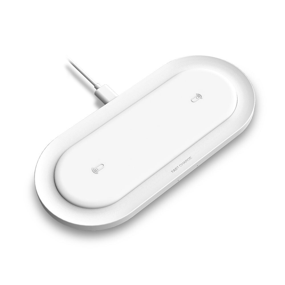 20 w qi carregador sem fio para iphone 11 xs xr 8 airpods pro dupla 10 w carregamento rápido almofada para samsung s20 s10 indução carga rápida: Dual 10W White