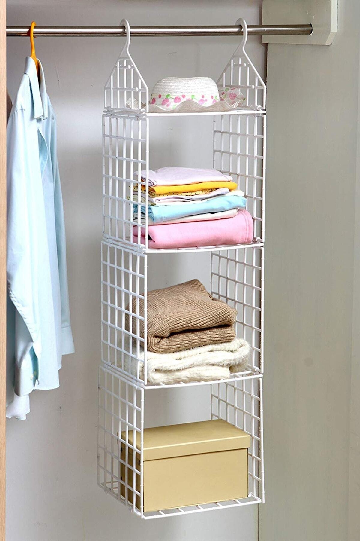 Kast Interieur Kan Worden Opgehangen Rack 3 Layer Kast Interieur Organizer-Grijze Kleur, Closet Organizer, kleding Organizer, Garderobe Regulator