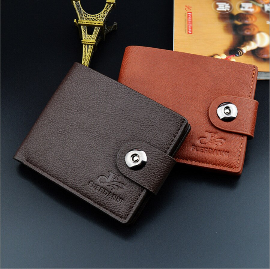 men's wallet pu solid color slim wallet men's two-way folding short credit card wallet coin purse business wallet men