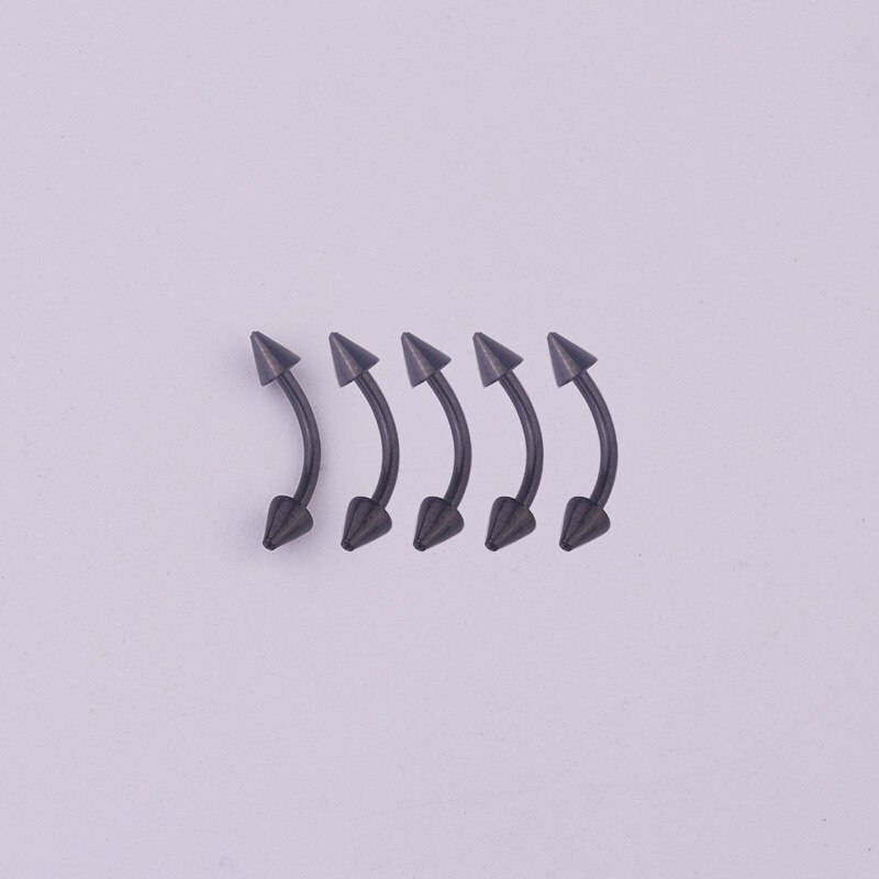 Lot de 5 Anneaux Sourcil - Barbell Courbé Acier Chirurgical 16G - Bijoux de Corps: Noir / Longueur de barre 10mm