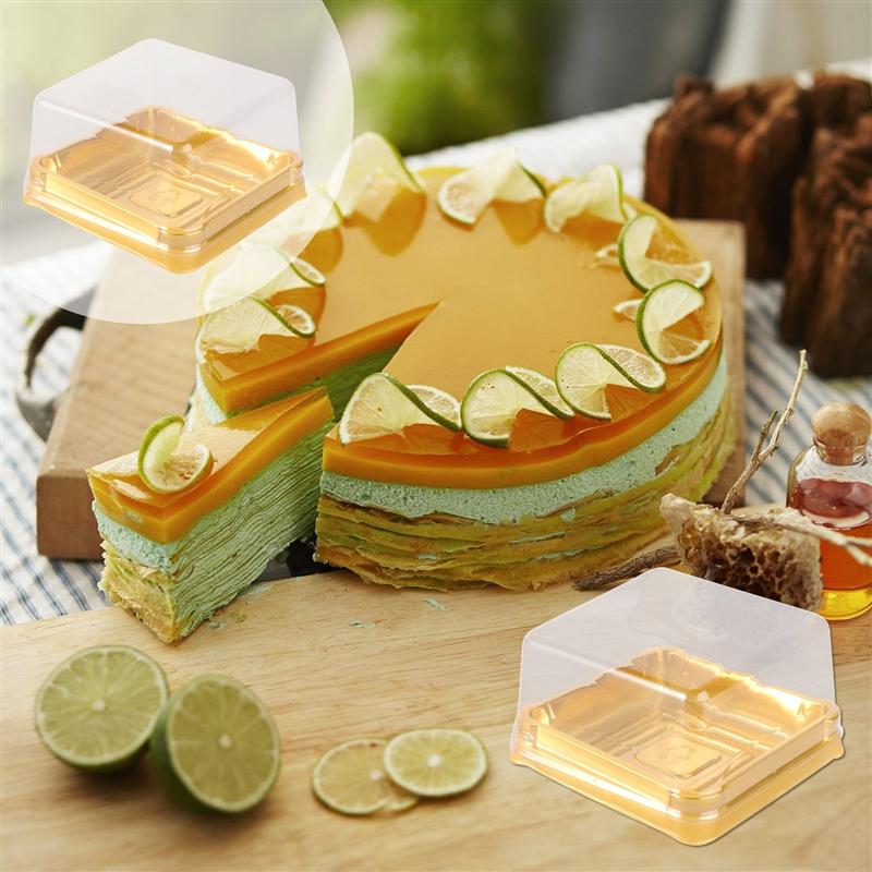 50pcs Carré Transparent Boîtes À Petits Gâteaux Avec Plateau Amovible Boîtes de Gâteau de Lune Jaune D'oeuf Bouffée Conteneur D'or Boîte D'emballage