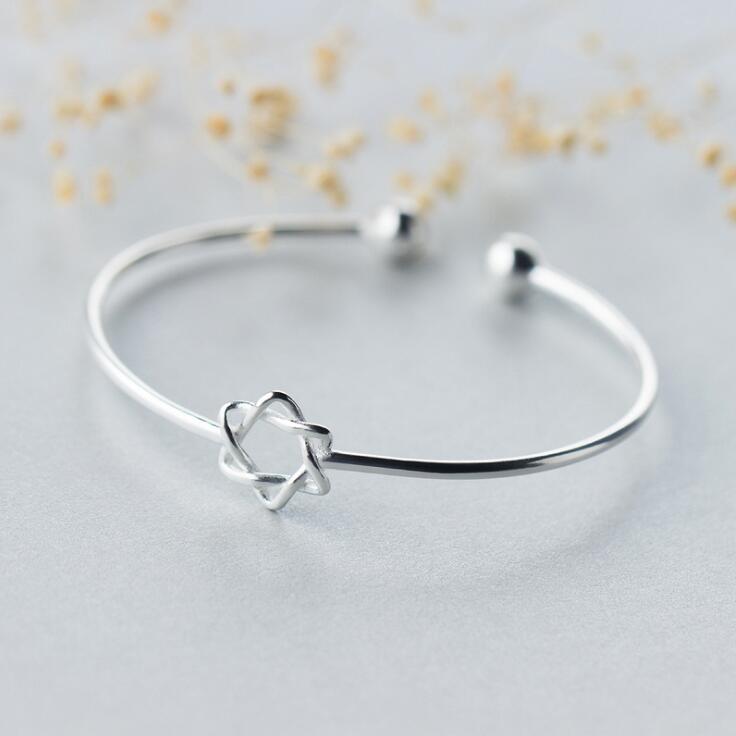 Jisensp Minimalist Hexagram Charm Bracelet Religious Jewelry David Star Bracelets Bangles for Women Female Jewelry