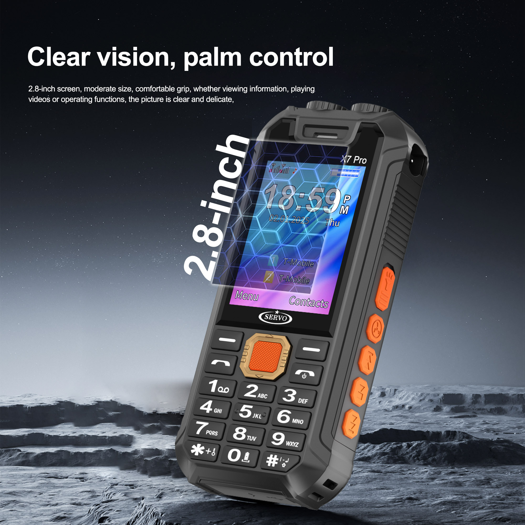 Servo x7 pro mini ventilador do telefone móvel lanterna dupla magia chamada de voz gravação sos power bank rádio fm 2.8 "tela 2sim celular