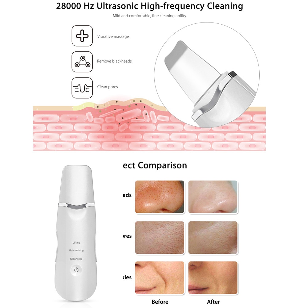Ultrasonic Skin Scrubber Facial Peeling Pore Cleaner Exfoliator Face Blackhead Remover Spa Nano Sparyer Steamer