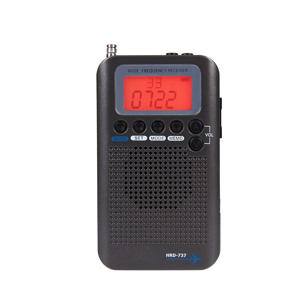 Portable Radio Aircraft Full Band Radio FM/AM/SW/CB/Air/VHF Receiver World Band with LCD Display Alarm Clock