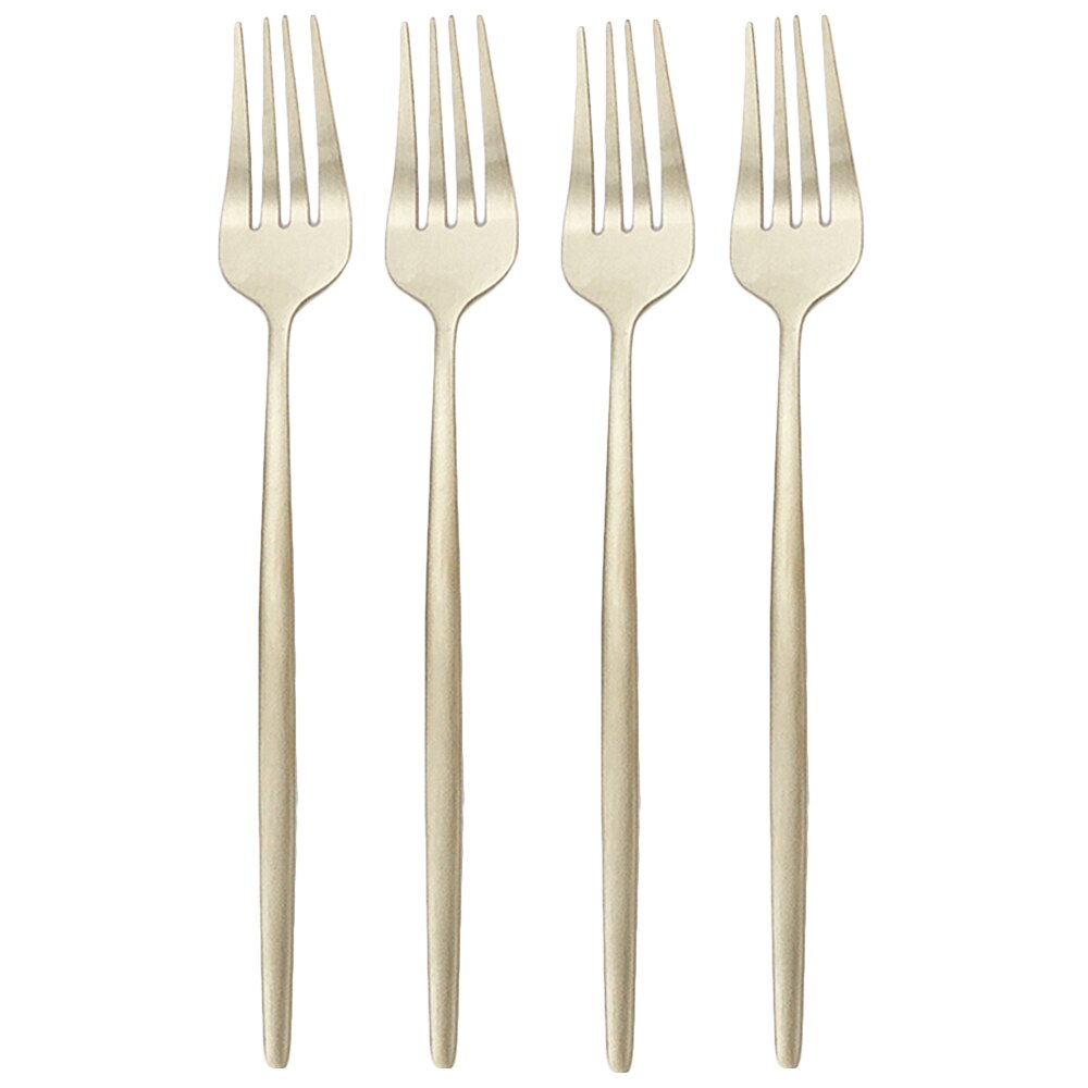 4Pcs Gold Matte Dinner Fork Cutlery 304 Stainless Steel Dinnerware Fork Silverware Kitchen Flatware 7 Color Tableware: 4Pcs Champagne