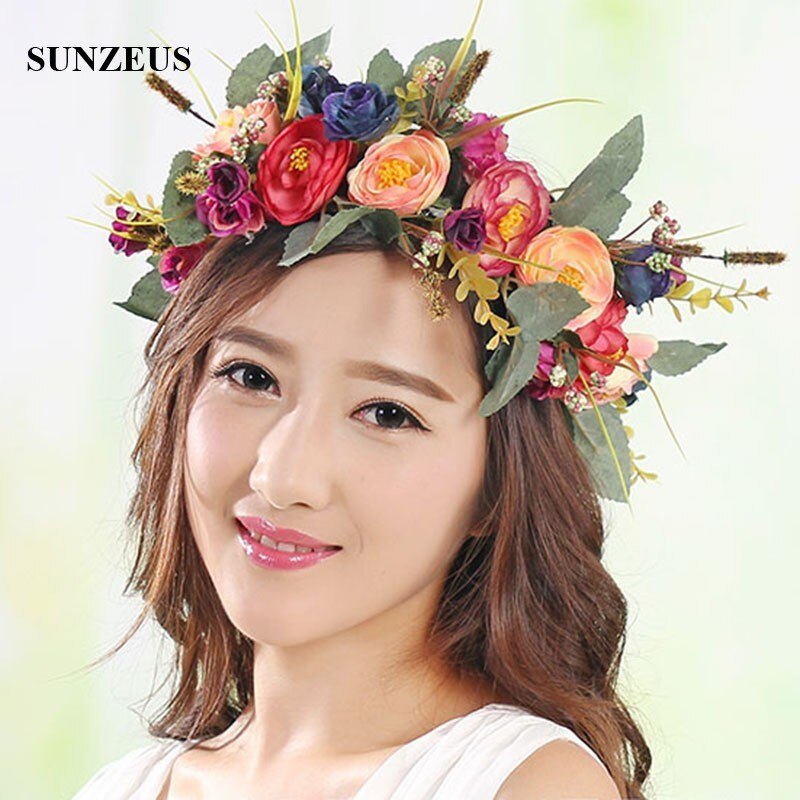 Flower Head Garland Wreath Hairwear Bridal Accessories Wedding Party Flowers Hairbands SQ227