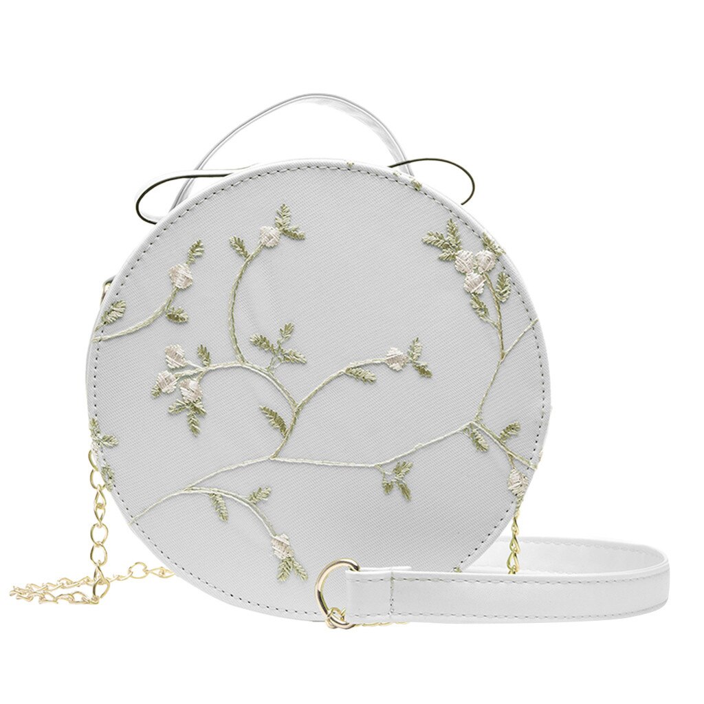 Femmes dentelle frais sac à main sac à bandoulière couleur unie petit sac rond étudiants du collège en plein air sac eau: WH