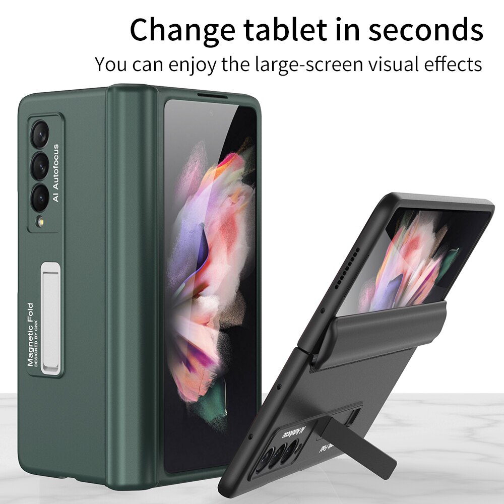 Gkk Magnetische Frame Plastic Case Voor Samsung Galaxy Z Vouw 2 3 5G Stand Alle-Inbegrepen Hard Cover voor Samsung Z Vouw 2 3 5G Case