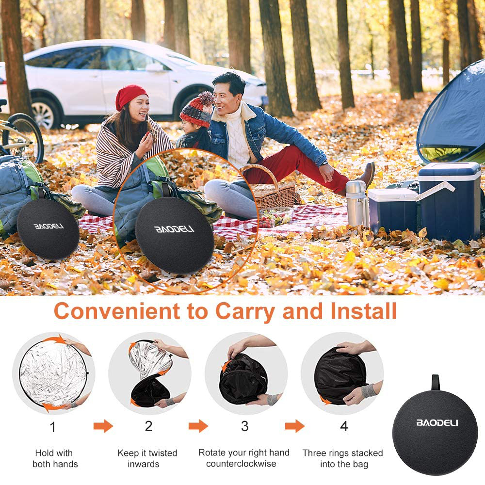 32" 80cm 5 In 1 Portable Collapsible Light Round Photography Photo Reflector For Studio Multi Photo Outdoor Studio Transluc
