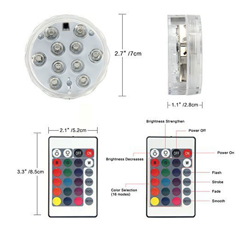 4/6/10 stk led undervandslys rgb dyklampe fjernbetjening udendørs  ip68 vandtætte havepool festlampe levende lys