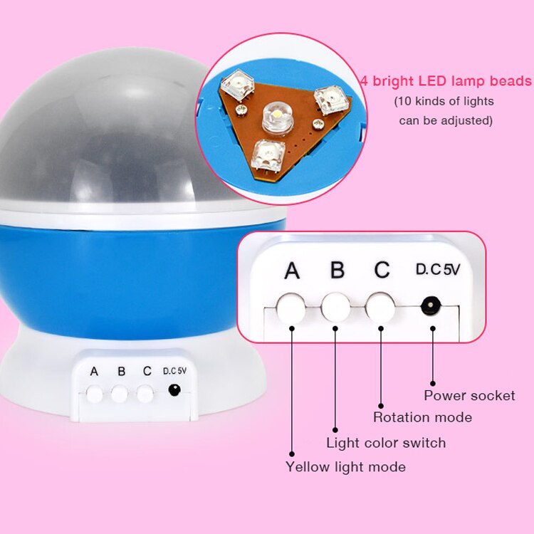 Star Sky Projector Led Galaxy Nachtlampje Sterrenhemel Verlichting Roterende Ster Maan Nacht Lamp Batterij Decoratie Voor Thuis Baby