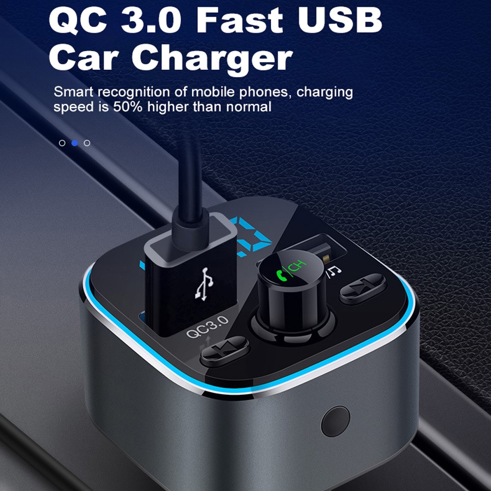 VR Robot 7 Colors Blacklit Bluetooth FM Transmitter Car MP3 Audio Player Handsfree Car Kit With Dual USB QC3. Quick Charger
