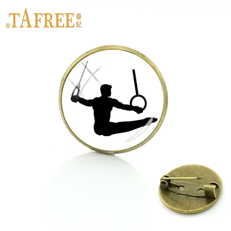 TAFREE Gymnastiek beweegt Glas cabochon dome art foto Broche sport liefhebbers gedenkteken broche kleding accessoires sieraden GY172: GY173