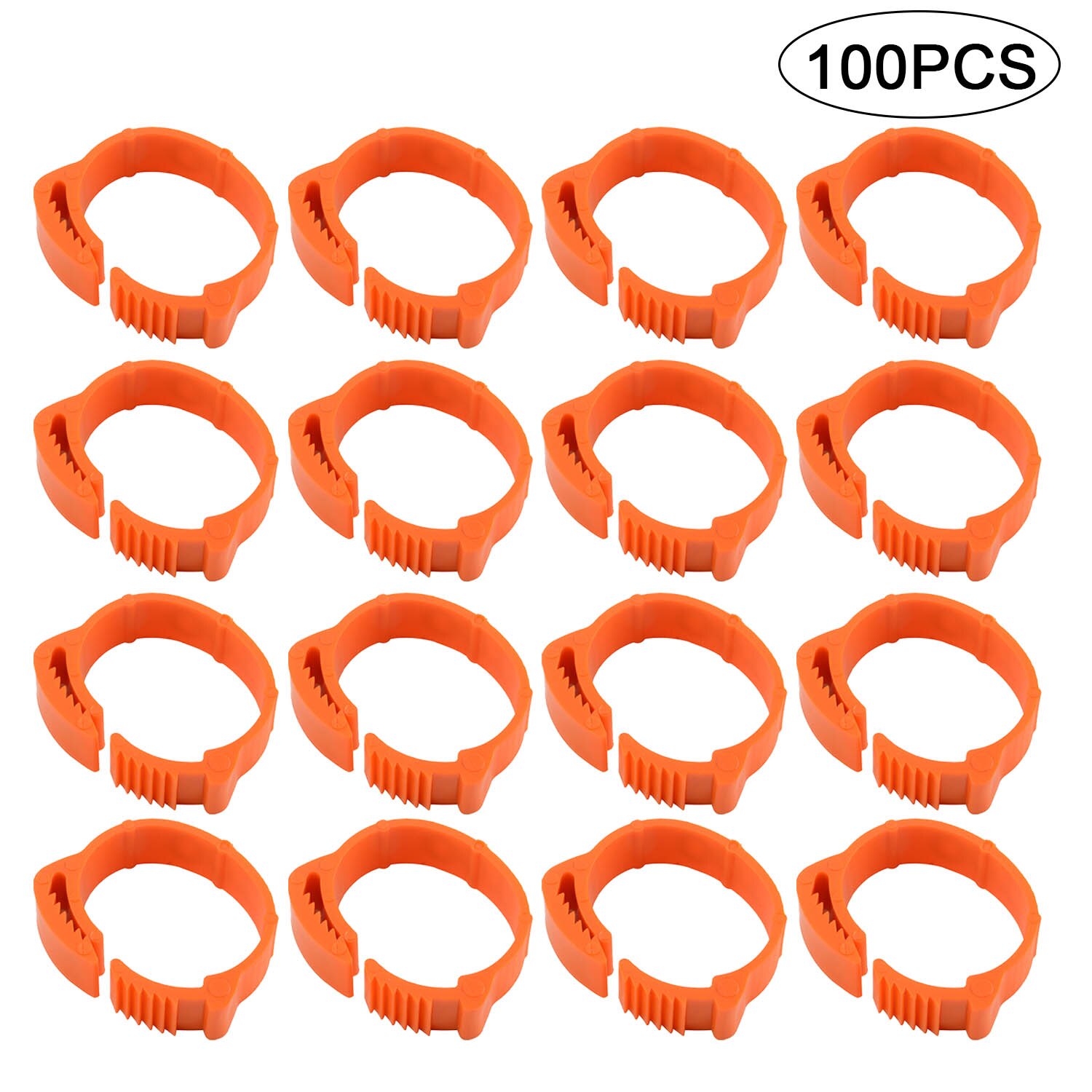 Behogar 100PCS Adjustable 001-100 Digital Poultry Chicken Foot Label Buckle Rings for Chicken Duck Pigeon Poultry Farm Supplies: Orange