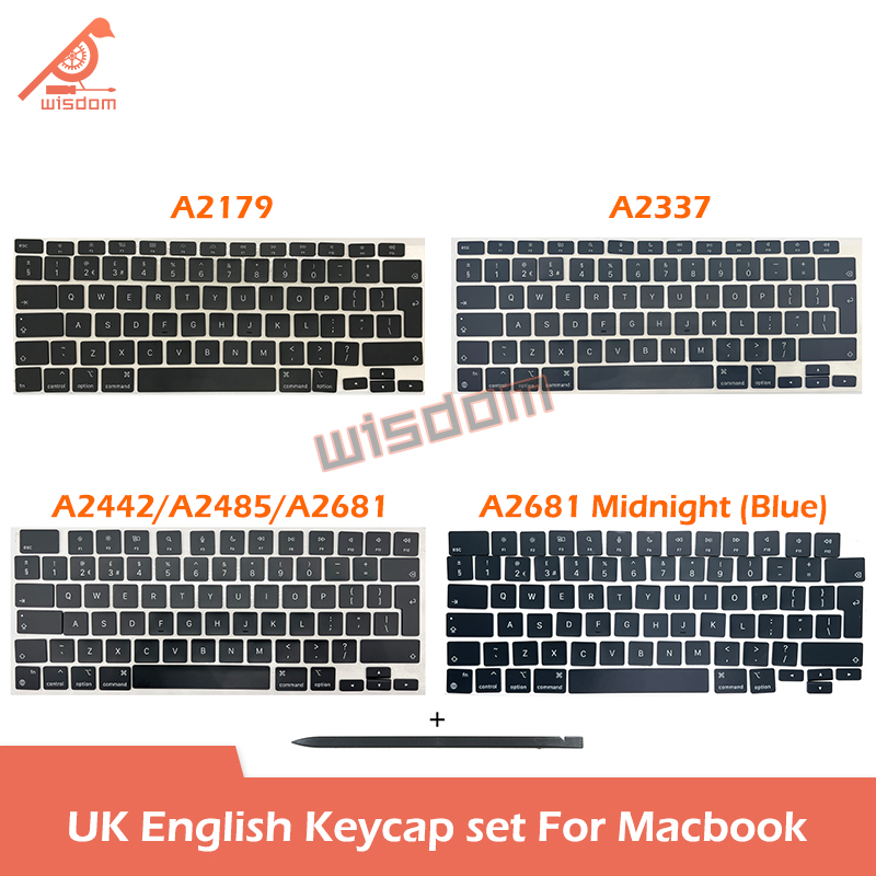 Laptop Uk Layout Keycaps Toetsen Voor Macbook A1466 A1502 A1707 A1989 A2337 A2338 A2141 A2681 A2442 A2681 A2681 A2941 Toetsenbord Reparatie