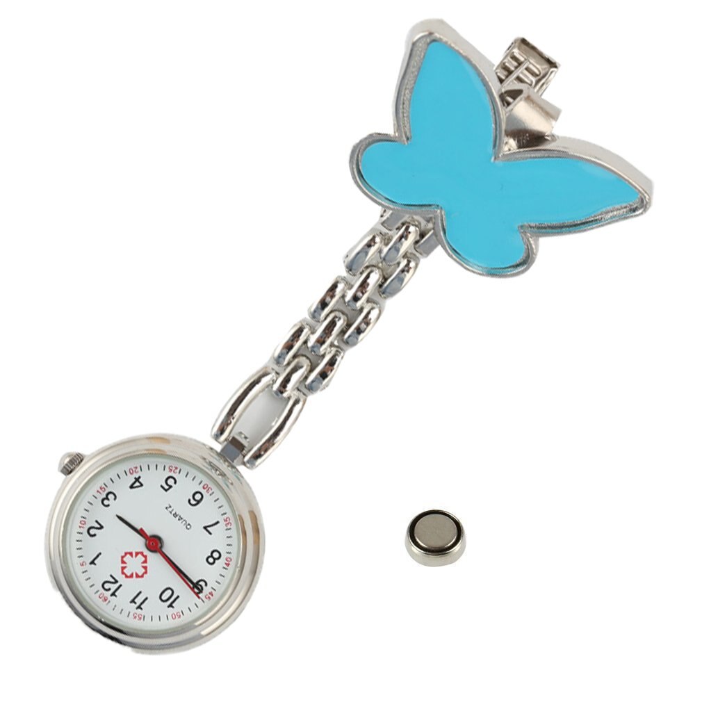 Antique Stainless Steel Nurse Clock On A Chain Pocket Watch Silver Brooch Quartz Analog Pendant Watch