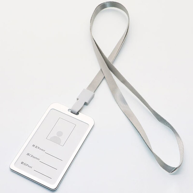Luxus Aluminium Legierung Vertikale ID Karte Halter mit Lanyard Gold Silber Abzeichen Halter Name Tag Schule Büro Schreibwaren