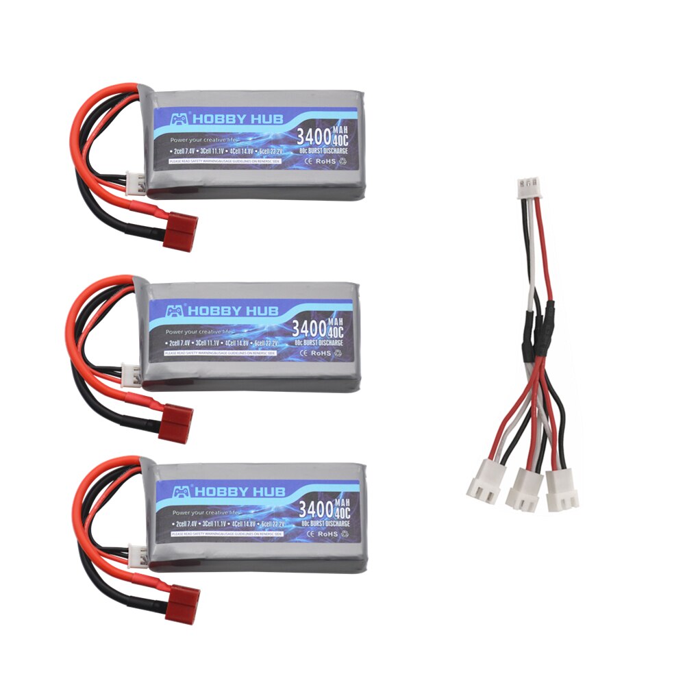 Batería Lipo de 7,4 v y 3400mah para Wltoys 12428 12423, vehículo RC de cuatro ruedas, coche de control remoto, batería de 1500mAH, 7,4 v, 03 Q39 Feiyue, pieza de cargador de control remoto: Gris claro